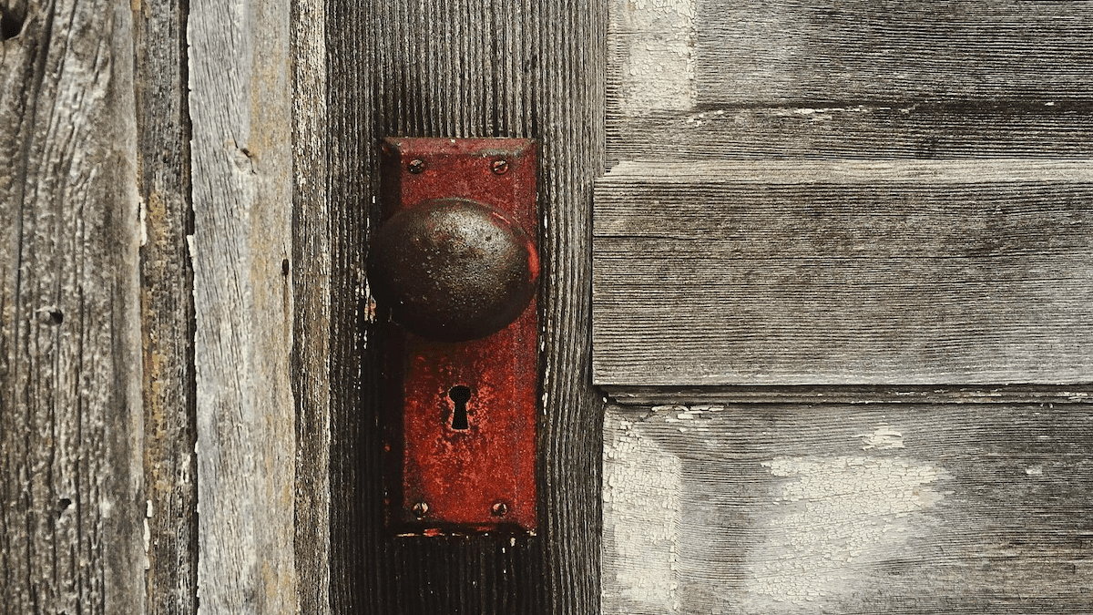A close-up of a door
